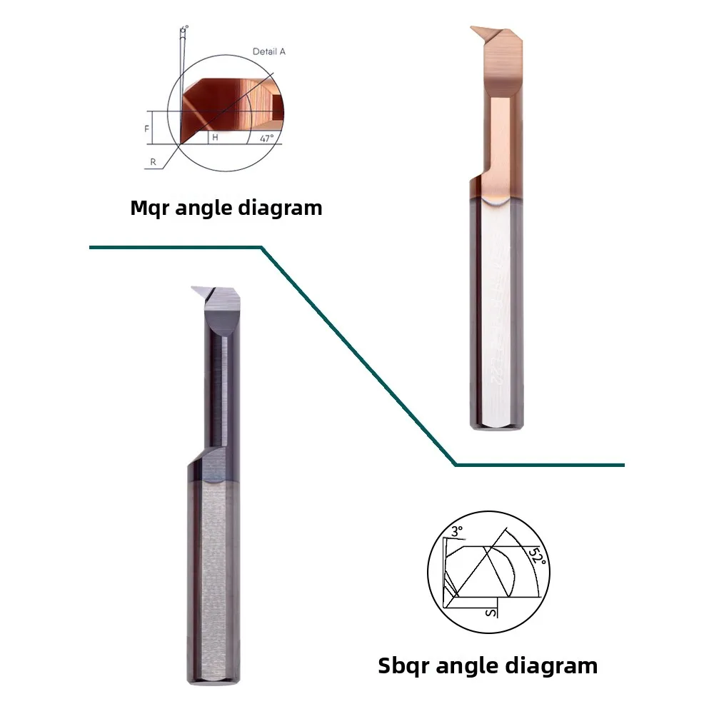 KEUE CNC Precision Tungsten Steel Internal Boring Tool MQR6R 0.2 L22 W 0.05in Precision 4mm Diameter 2-Flute Copper Cutting