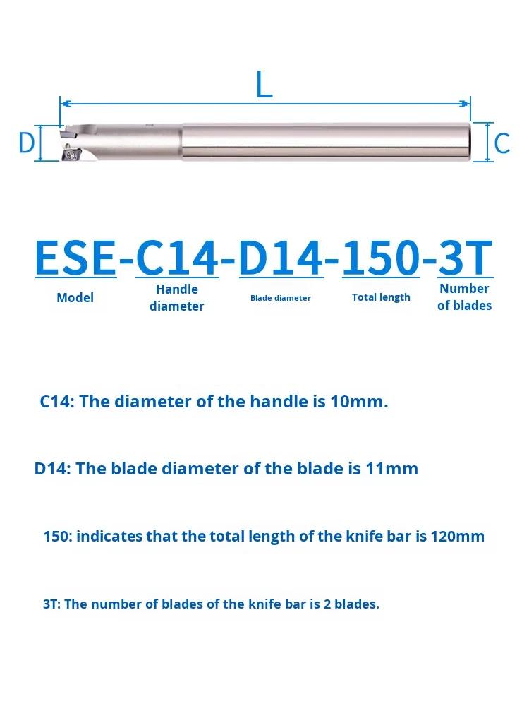 ESE Milling Cutter Shank Replacement Coated Tungsten Steel CNC 8-16mm Double Edge JDMT070208R JDMT070204R Hardened