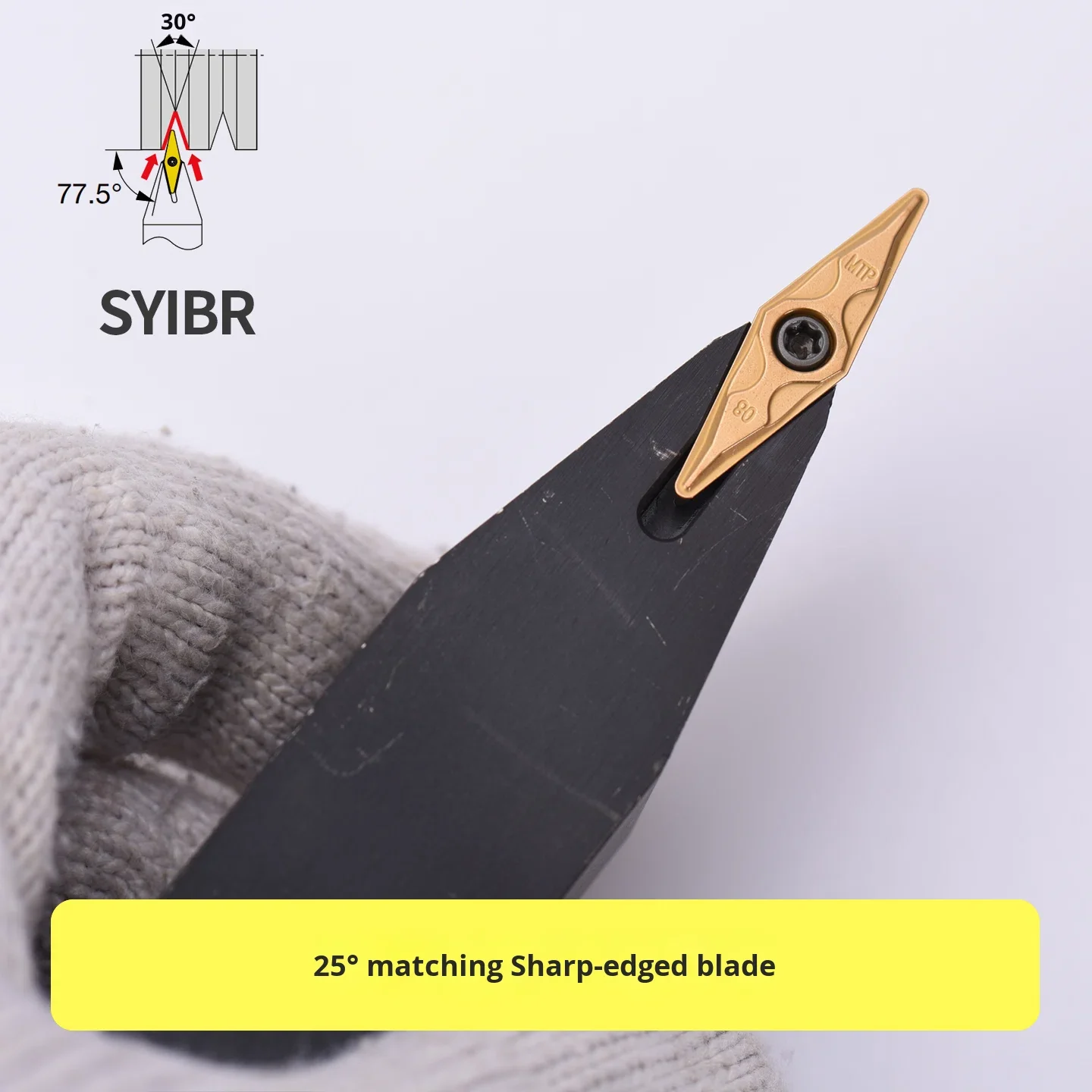 KEUE CNC 25 Degree External Round Point Cutter SYIBN2020K16 HRC42-60 Blade 12mm Max Groove Depth 4mm Pulley Bar Manual Lathe