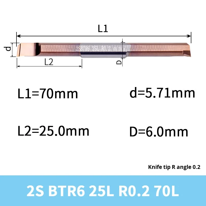 KEUE CNC 2S BTR5 25L R0.2 Cat40 Taper Double-Head Small Diameter Spiral Flute 90 Point Angle 0.002mm Precision Boring Tool