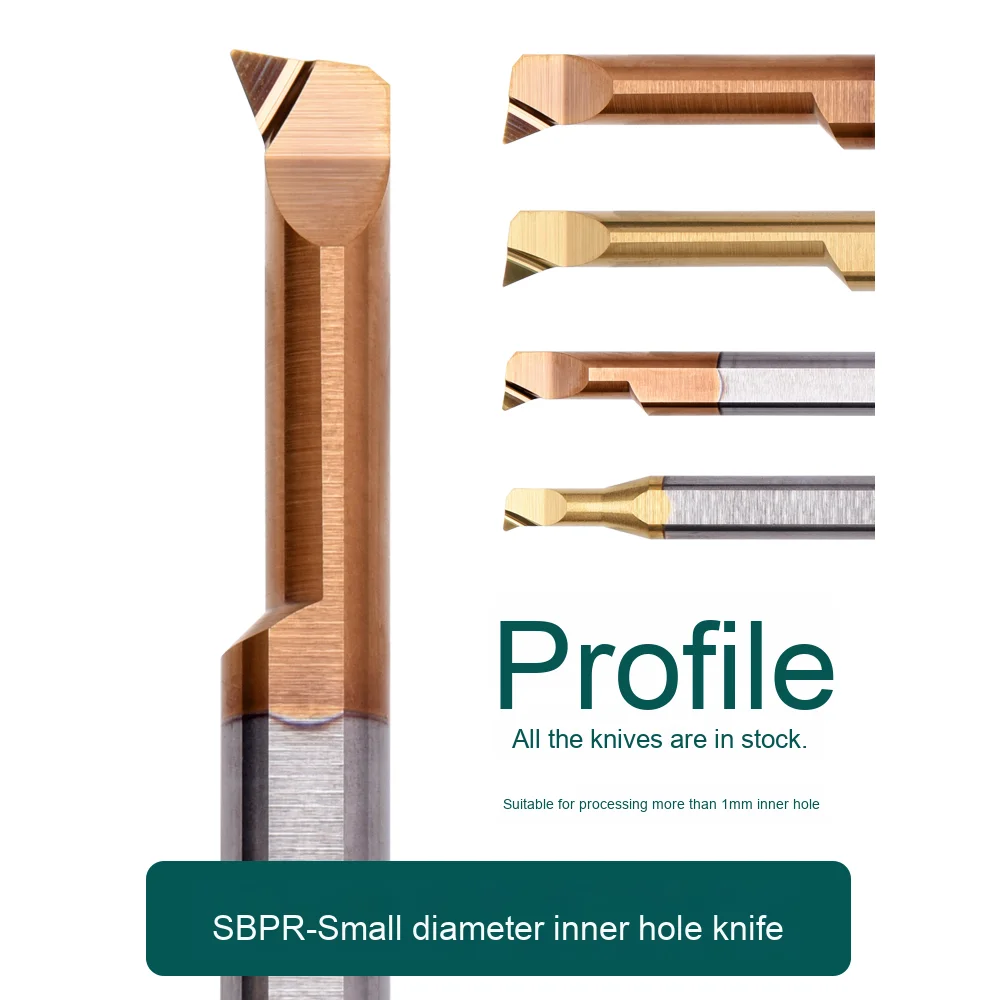 Gold Coated Carbide Internal Boring Tool R0.1 - High Precision CNC Lathe Tool For Small Diameter Machining SBPR4 8L