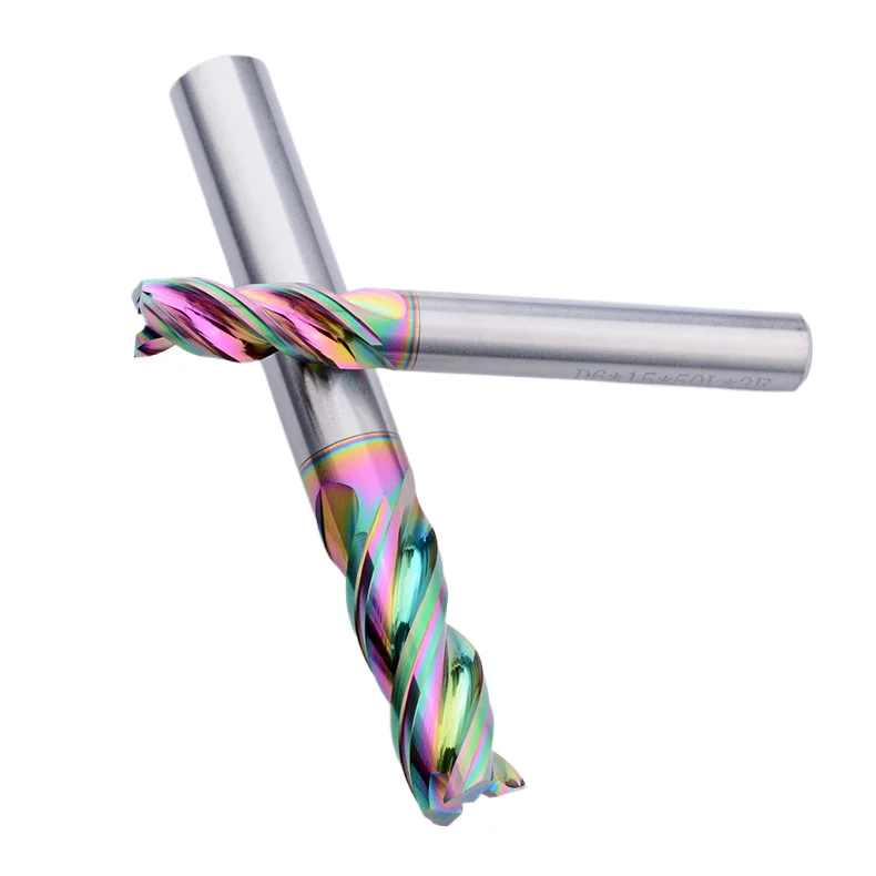 DLC Seven-Color Coated High-Gloss OEM Customizable High-Efficiency High-Gloss Aluminum Cutters U-slot Alloy Milling Tungsten