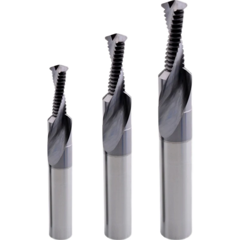 Multi-functional Three-in-one Tungsten Steel Coated/aluminum Seven-color Thread Milling Cutter - Fine Chamfering for Drilling