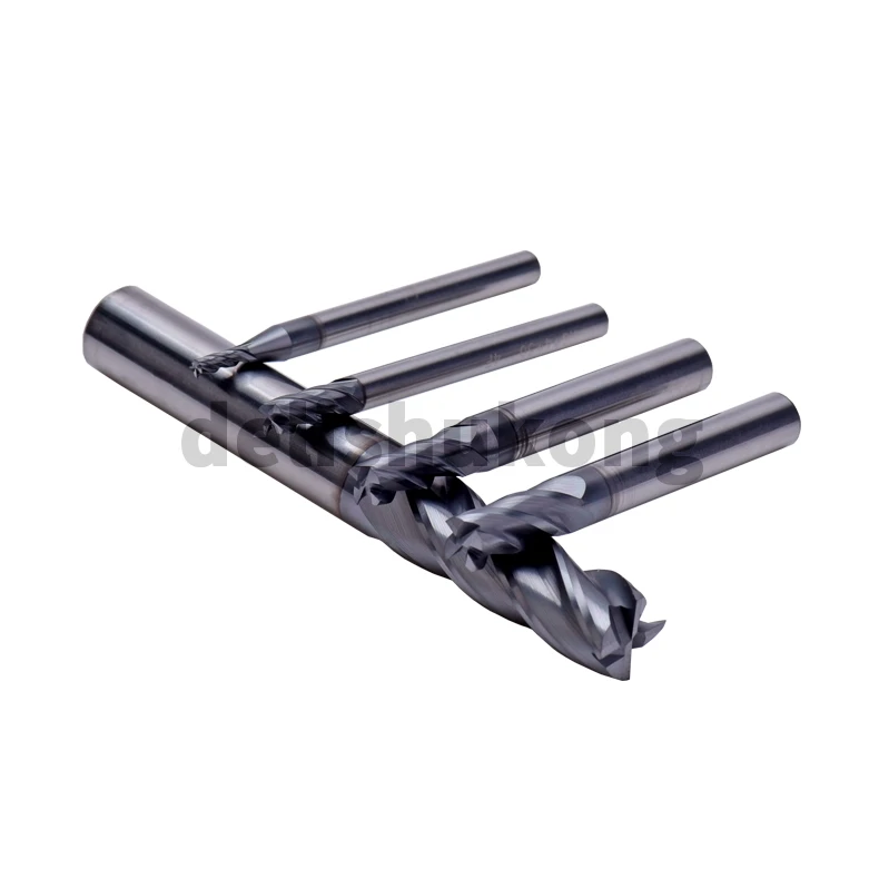 60-degree AlTin Coated Hard Alloy 4-edge End Mill 2 Flutes HRC45 Milling Cutters Stainless 304P20P22 OEM High-efficiency Cutting