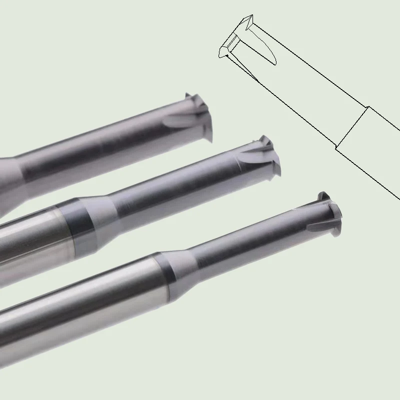 Carbide Single Tooth Extended Thread Milling Cutter 4 Flutes 35 Helix Altin Coated CNC Compatible 12mm Effective Length