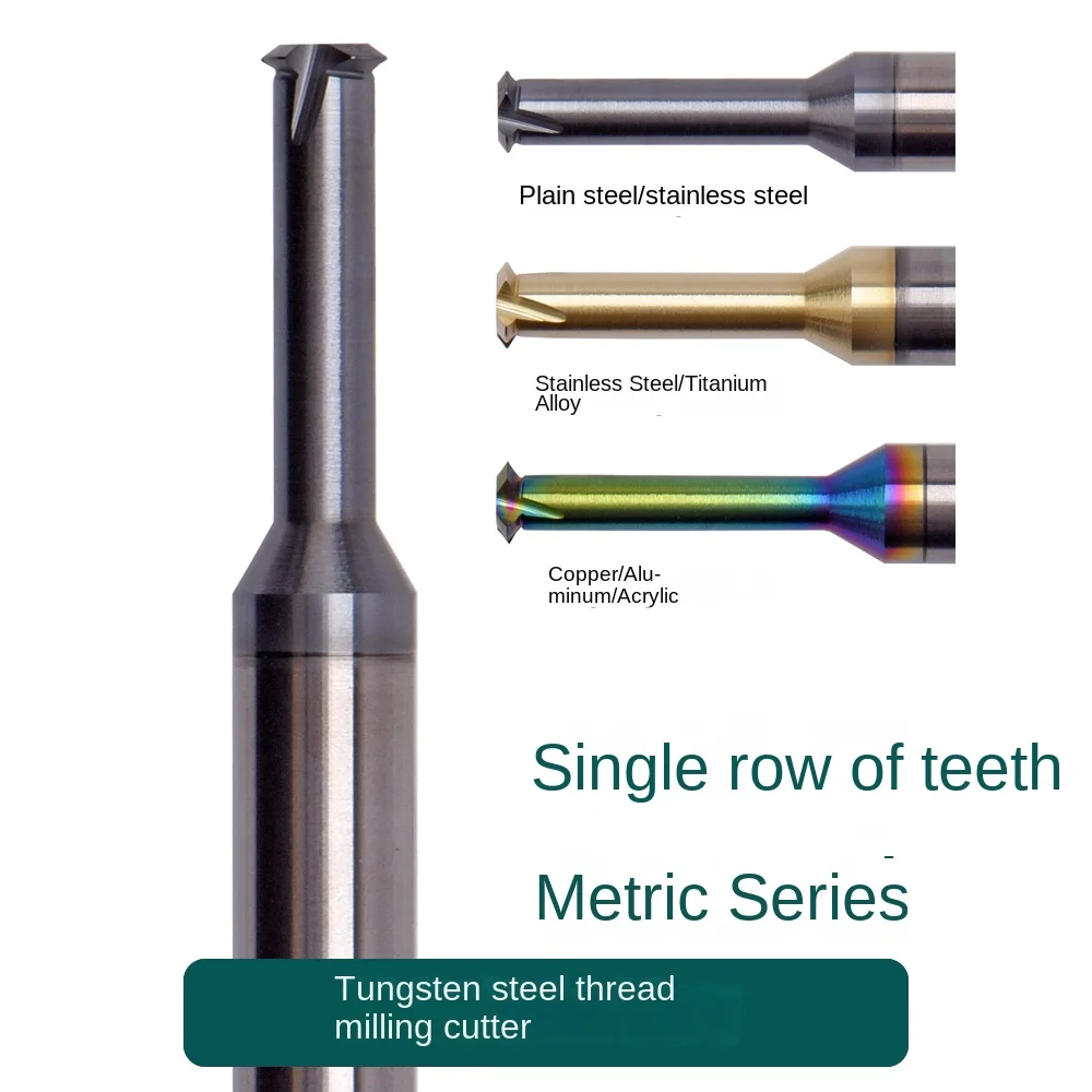 CNC Machining Center Single Tooth Alloy Milling Cutter Tungsten Carbide Thread Milling Cutter M2-M10 ODM Altin Coated 1-Flute