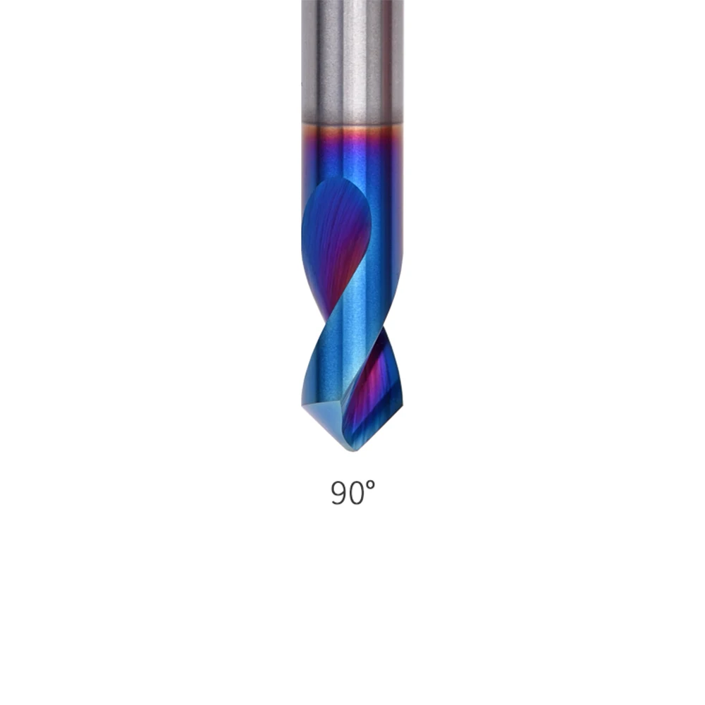 KEUE CNC Nano Blue 1*D4*50*90 High-hardness Spot Drills Double-edge Chamfering Cutter Tungsten Steel Nonferrous Metals 3-Year