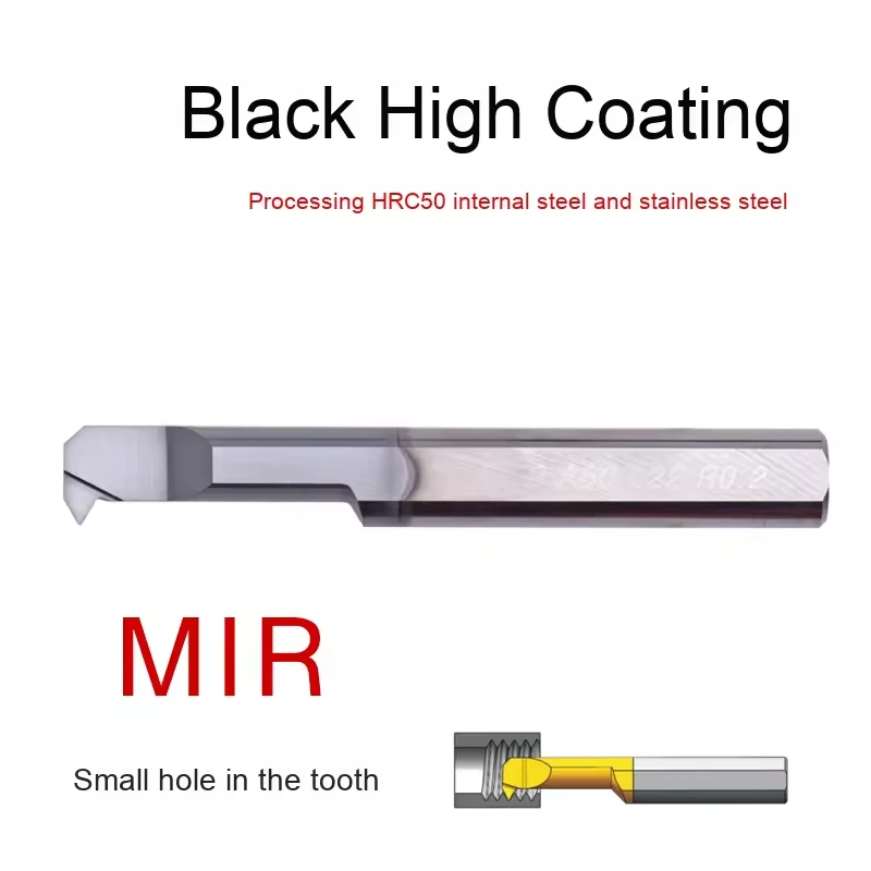 MIR 4A60 L10 R0.12 Black High Hardness Carbide Alloy Internal Thread Turning Tool with High Coating for Small 5A55 Holes