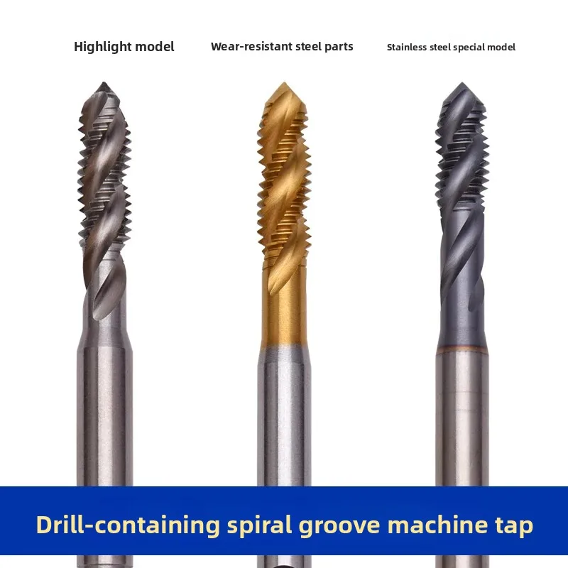 KEUECNC Tiain Coated Hrc 58-62 Hardened Cobalt-Containing Spiral Machine Tap Stainless Steel Fine Thread Left Cutting Blind Hole
