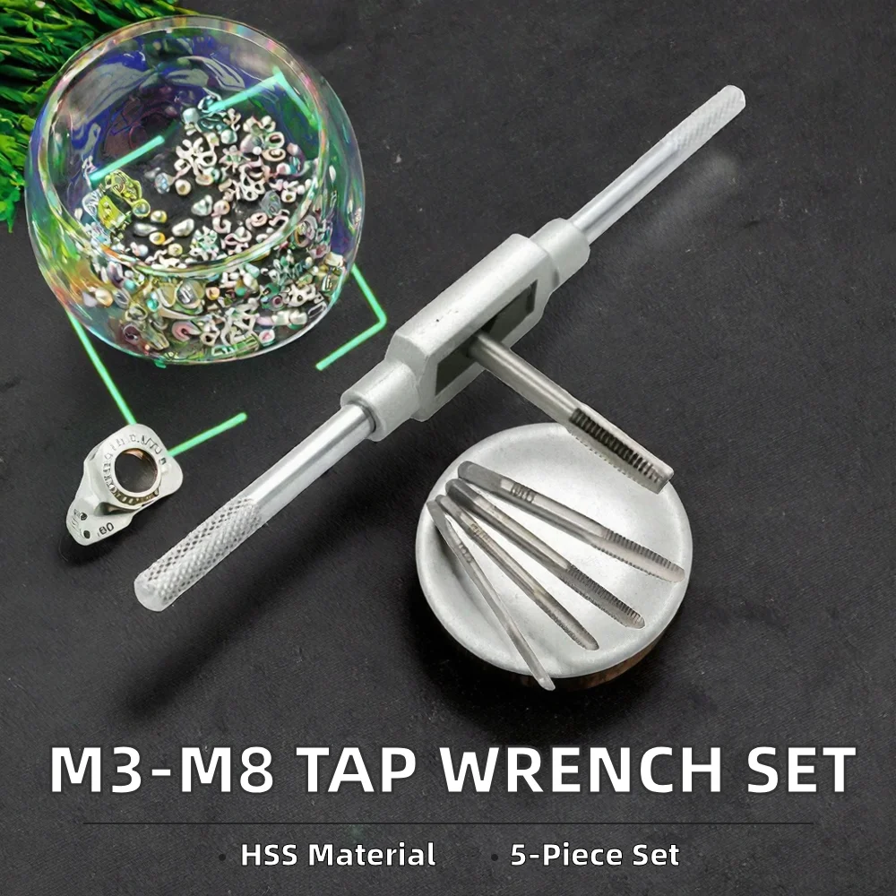 Sirius Manual Tap Wrench Set 5-Piece M3-M8 Tapping Die & Tap with 3-Year Warranty for Home & Professional Use