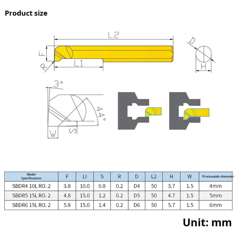 SBDR5 15L R0.2 Small Internal Boring Bar Tool Chamfering Grooving Dovetail Dovetailing Tool Centering Machine Features