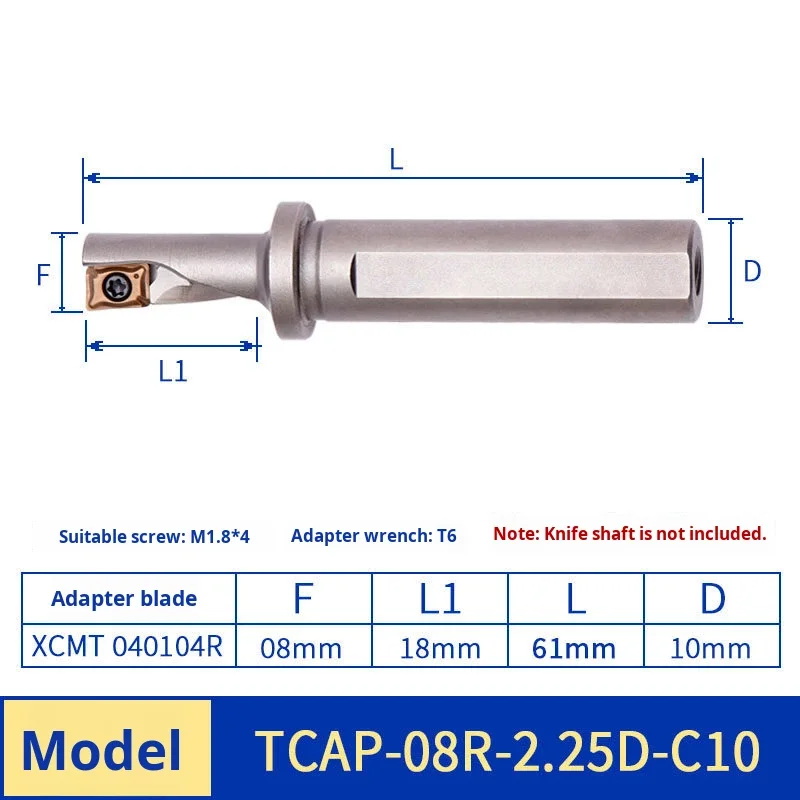 Single-Flute U Drill TCAP Drill-Boring Integrated Tool Holder Quick Drill Bit Q/XCMT04 Special Solid Carbide Inserts Drilling