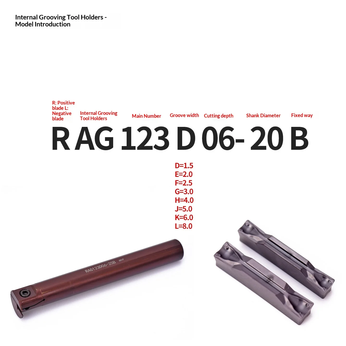 KEUE CNC OEM Internal Grooving Tool Holder for N123 Inserts RAG123D04-16B/D06-20B/06-25B