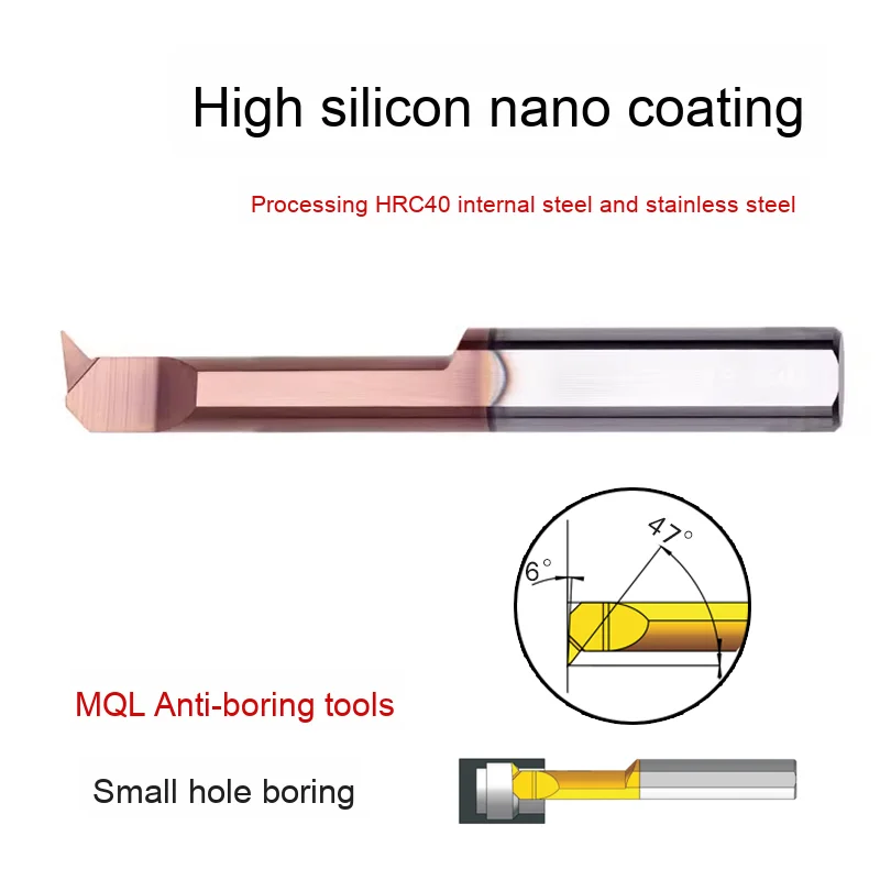 Precision Tungsten Carbide MQL 4R0.1 L15 Internal Turning Tool Small Bore Counterbore Cutters for Stainless Steel Boring Tools