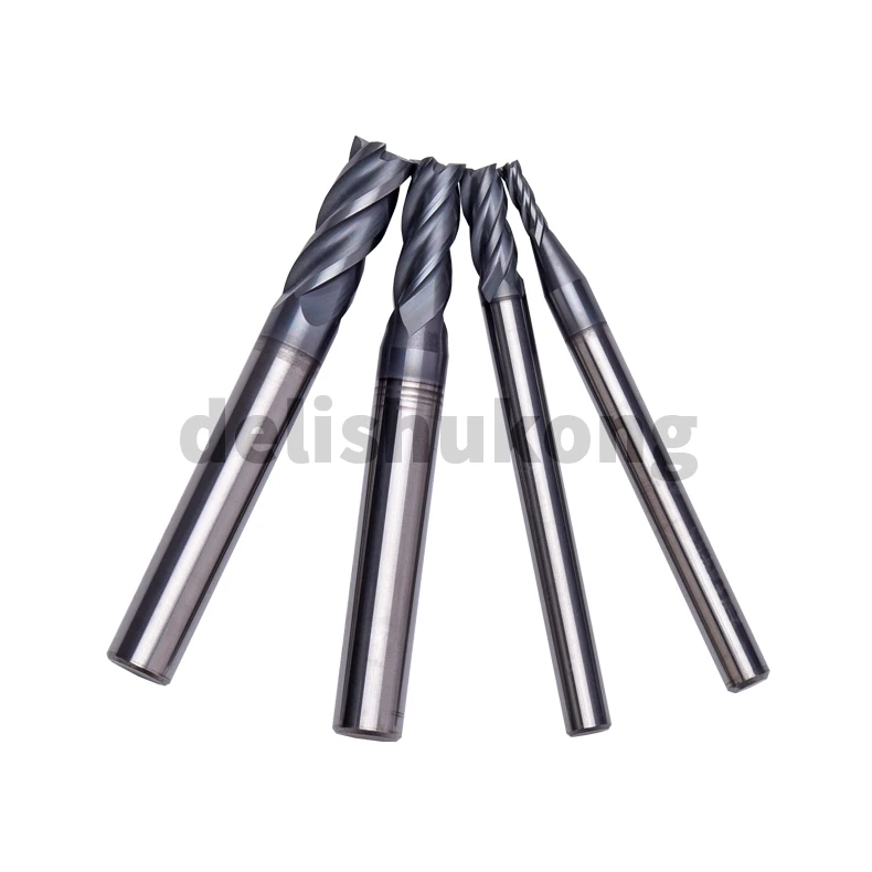 60-degree AlTin Coated Hard Alloy 4-edge End Mill 2 Flutes HRC45 Milling Cutters Stainless 304P20P22 OEM High-efficiency Cutting