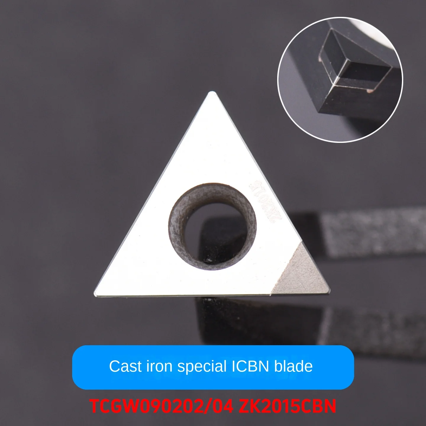 TCGW090202 PVD-Coated CBN Blade High Brightness Triangle Shape Model 090204-1-ZK2015 for Cast Iron High Performance Turning Tool