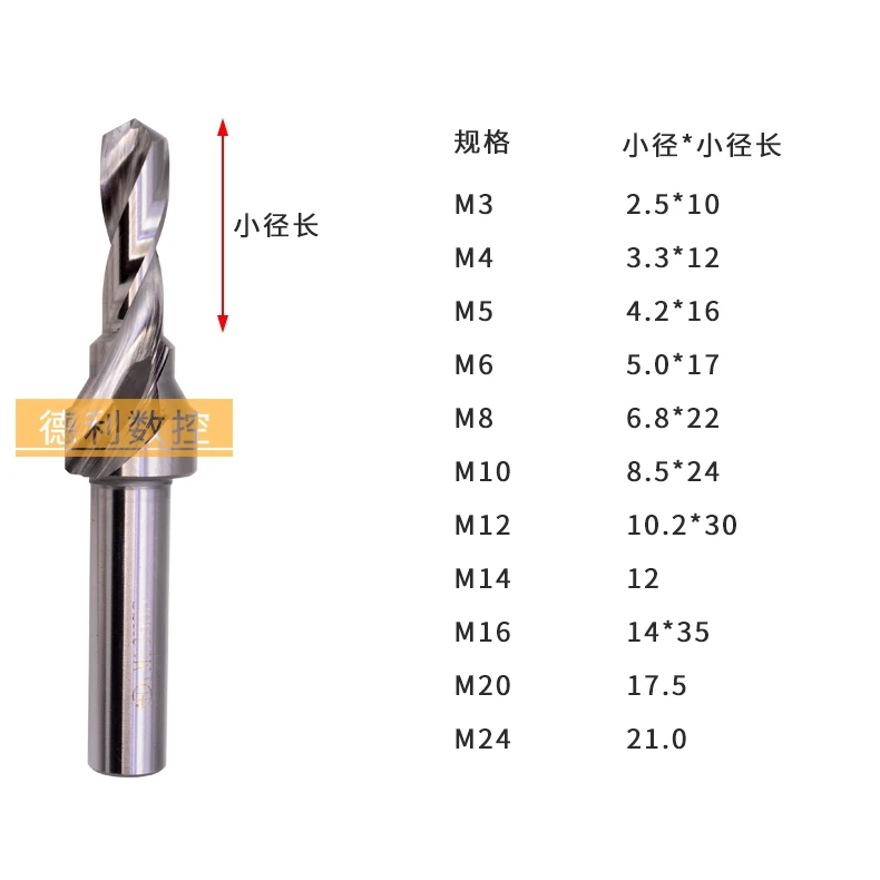 Hongfeng C-type Composite Spot Drills for Nonferrous Metals Bright Uncoated M3-M14 Sizes
