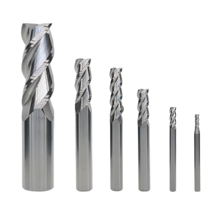 High-gloss Aluminum Alloy Special Vertical Three-edge Tungsten Steel Milling Cutters For 1.5-20