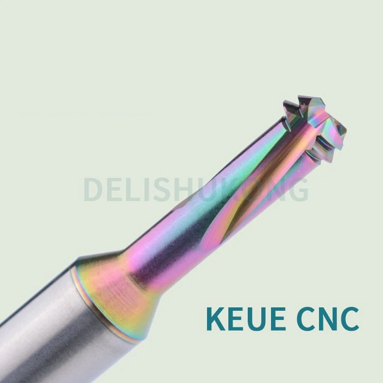 Multi-functional Three-in-one Threaded Milling Cutter Seven-color Carbide Coated AlTin 2 Flutes 45HRC OEM Does Not Require