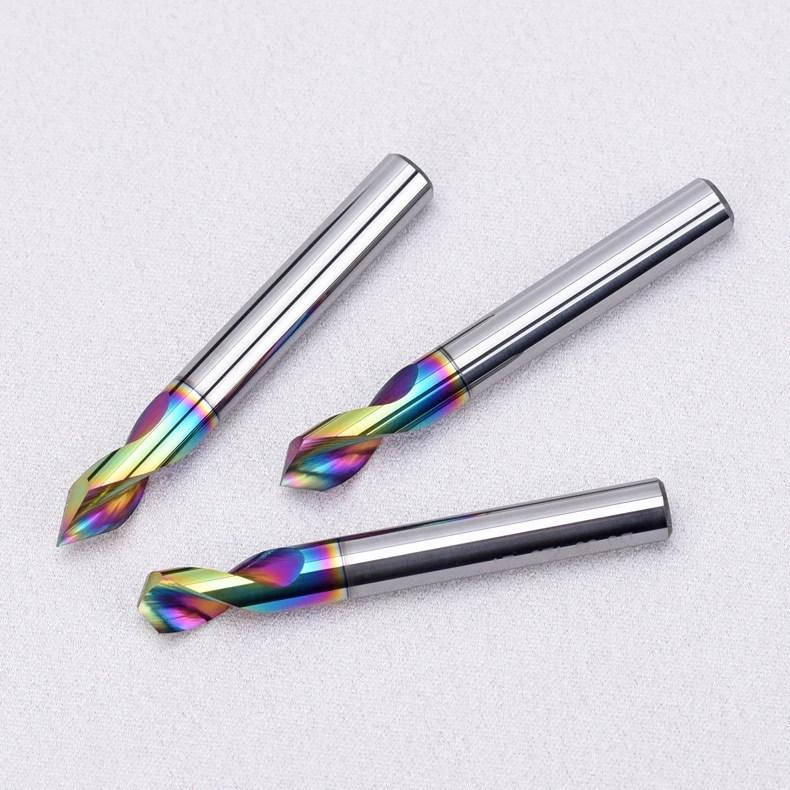 KEUE CNC 90-degree 120 60 Centering Spot Drills for Seven-color Aluminum Bright Uncoated Round Shank 3-year Warranty