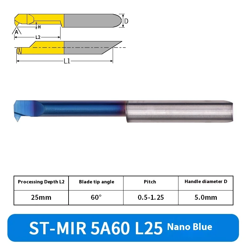 Ken Yi St-Mir 6A60 L15 High Hardness Stainless Steel Thread Knife Oblique Positioning Internal Thread Drill Bits 6mm Shank 60mm