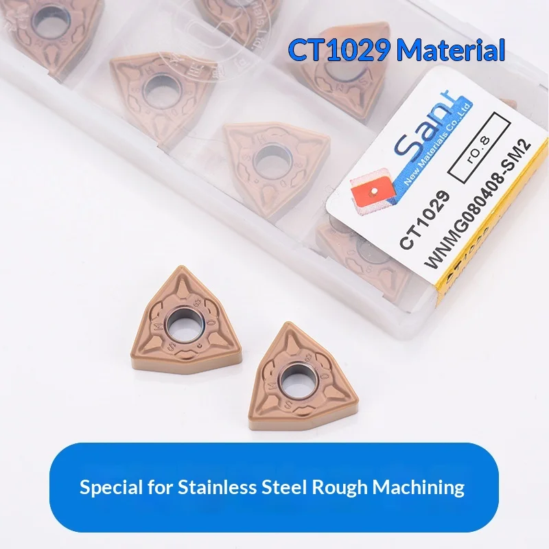 KEUE CNC WNMG080404-SF2/WNMG080408-SF2/CT1029 Triangle Stainless Steel Special CNC Blade for Chip Breaking Processing 3-Year