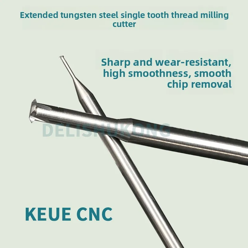 Carbide Single Tooth Extended Thread Milling Cutter 4 Flutes 35 Helix Altin Coated CNC Compatible 12mm Effective Length