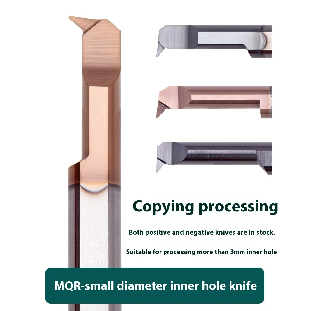 KEUE CNC Precision Tungsten Steel Internal Boring Tool MQR6R 0.2 L22 W 0.05in Precision 4mm Diameter 2-Flute Copper Cutting