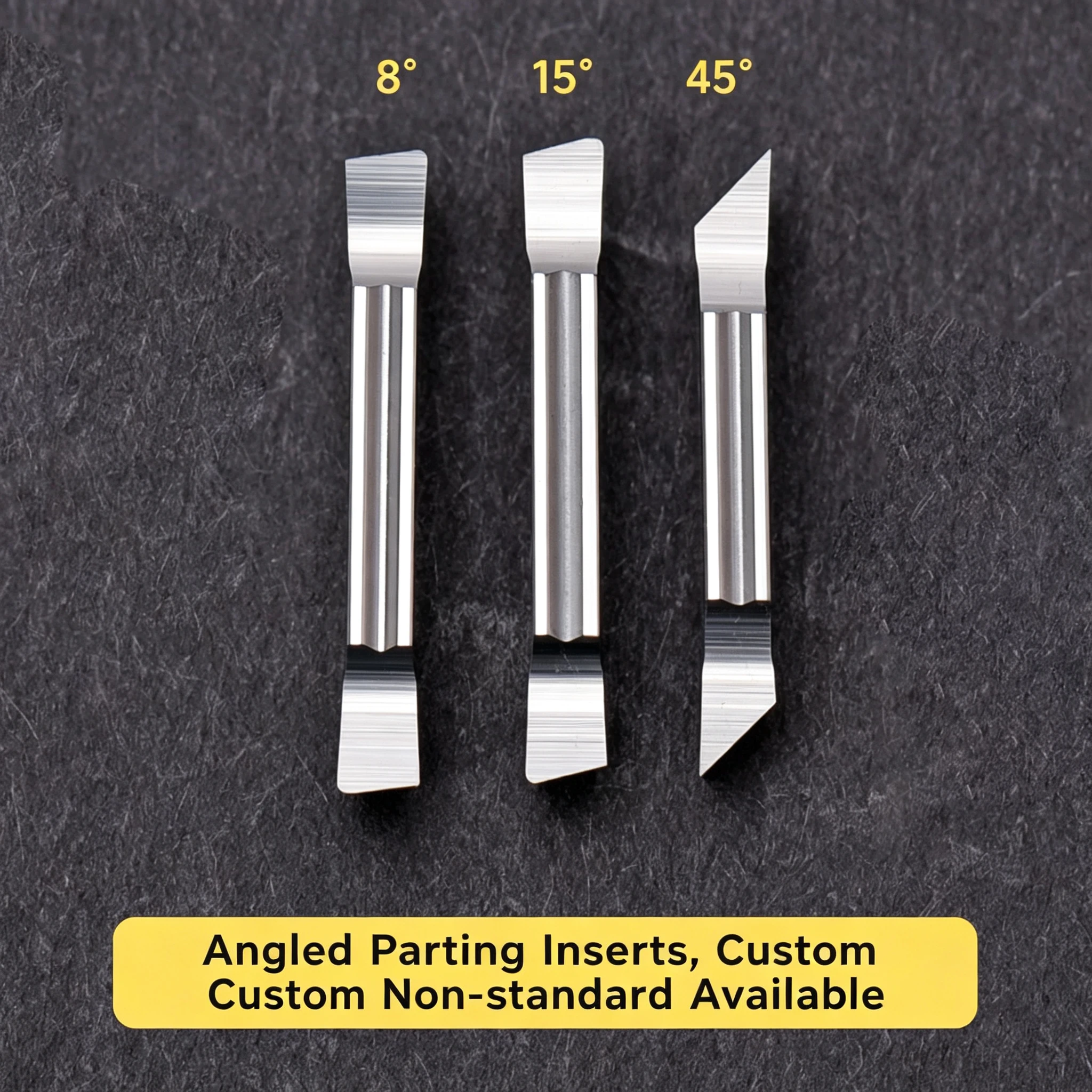 Carbide Angled Parting Inserts MGGN200 MGGN300 MGGN400 R/L8 R/L15 R/L45, Swiss CNC Lathe Cut-off Turning Inserts for Aluminum Alloy Machining