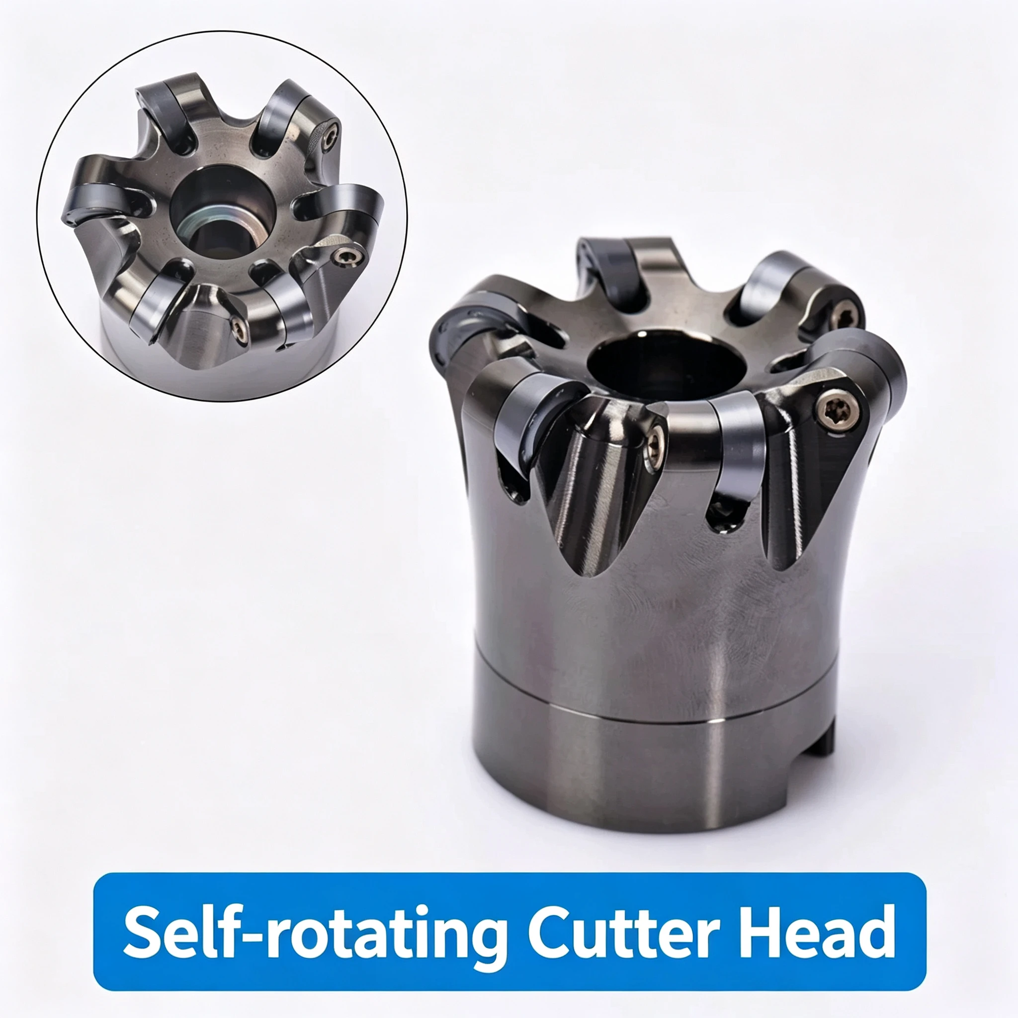CNC Self-Rotating Insert Face Mill SPIN-D50-22-6Z, 6 Flute D50 Hole 22 Milling Tool for Nickel-Based High-Temperature Superalloy R6449 BS1001
