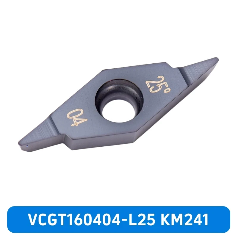 CNC Indexable Carbide Turning Inserts VCGT160402 VCGT160404, 25&deg; Tip Angle R24 R25/L25 Grade KM241 for Precision Profile Machining