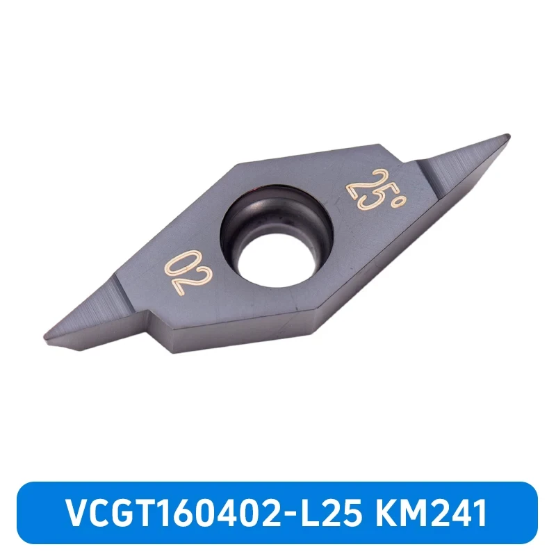 CNC Indexable Carbide Turning Inserts VCGT160402 VCGT160404, 25&deg; Tip Angle R24 R25/L25 Grade KM241 for Precision Profile Machining