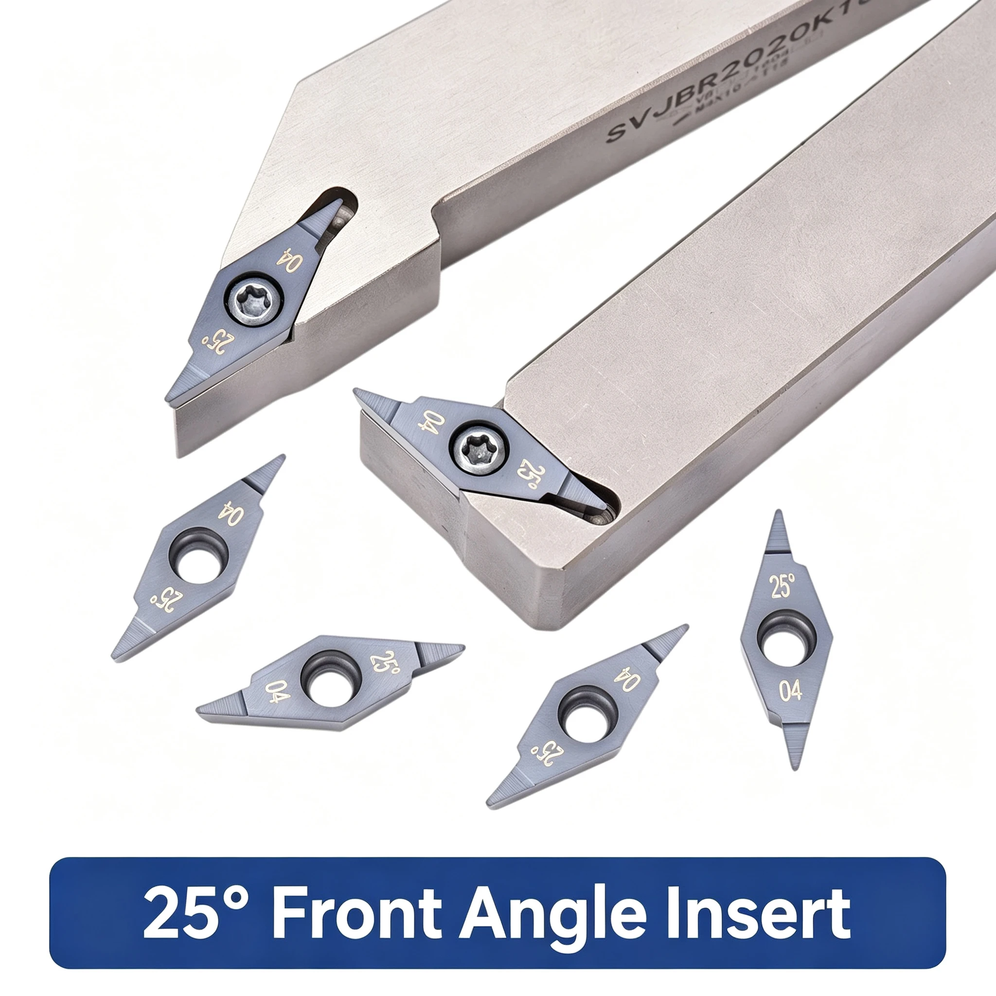 CNC Indexable Carbide Turning Inserts VCGT160402 VCGT160404, 25&deg; Tip Angle R24 R25/L25 Grade KM241 for Precision Profile Machining