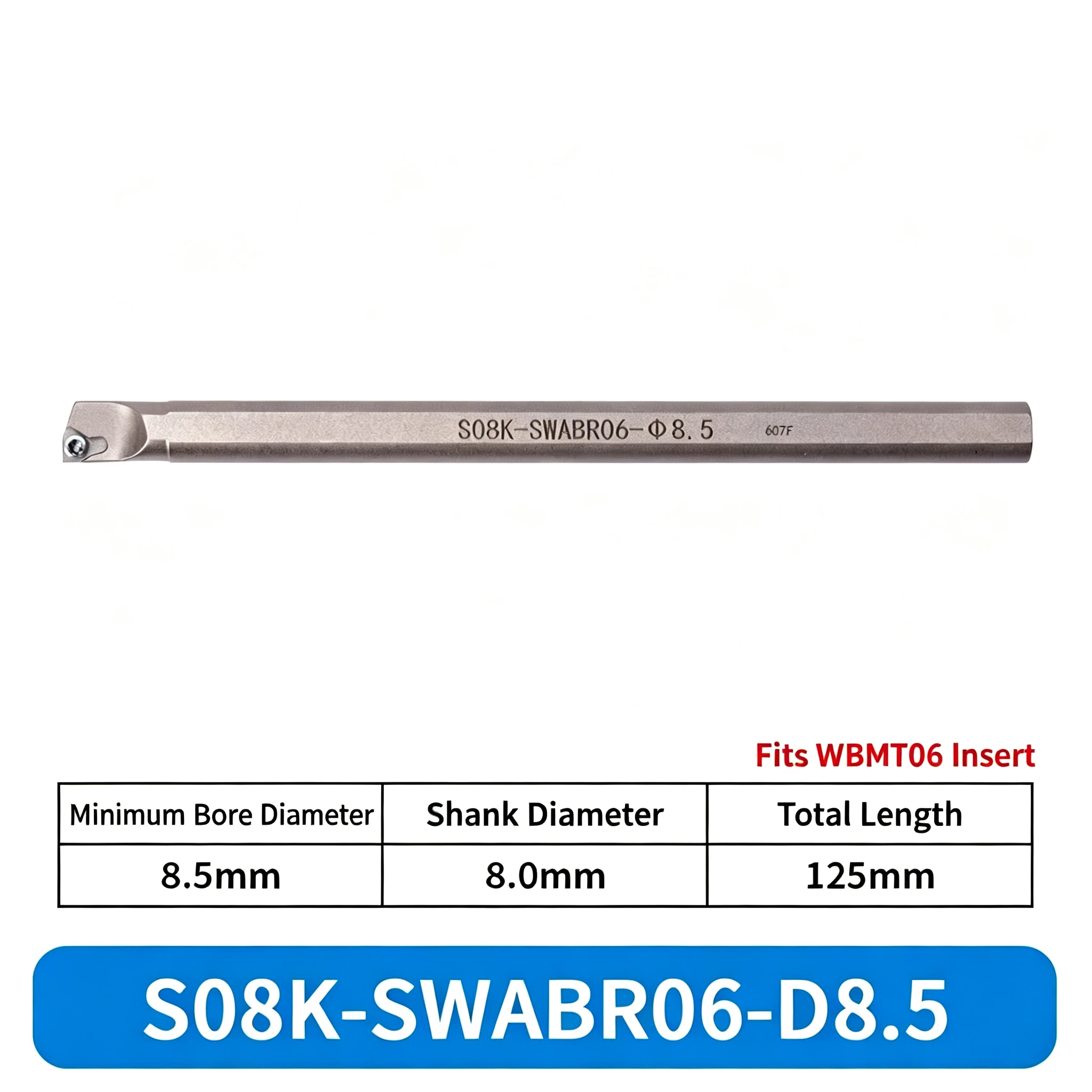 CNC Lathe Inner Hole Flat Bottom Boring Tool Holder SWABR06 S05H S06H S07K S08K, Diameter D5.5 D6.5 D7.5 D8.5 Boring Bar