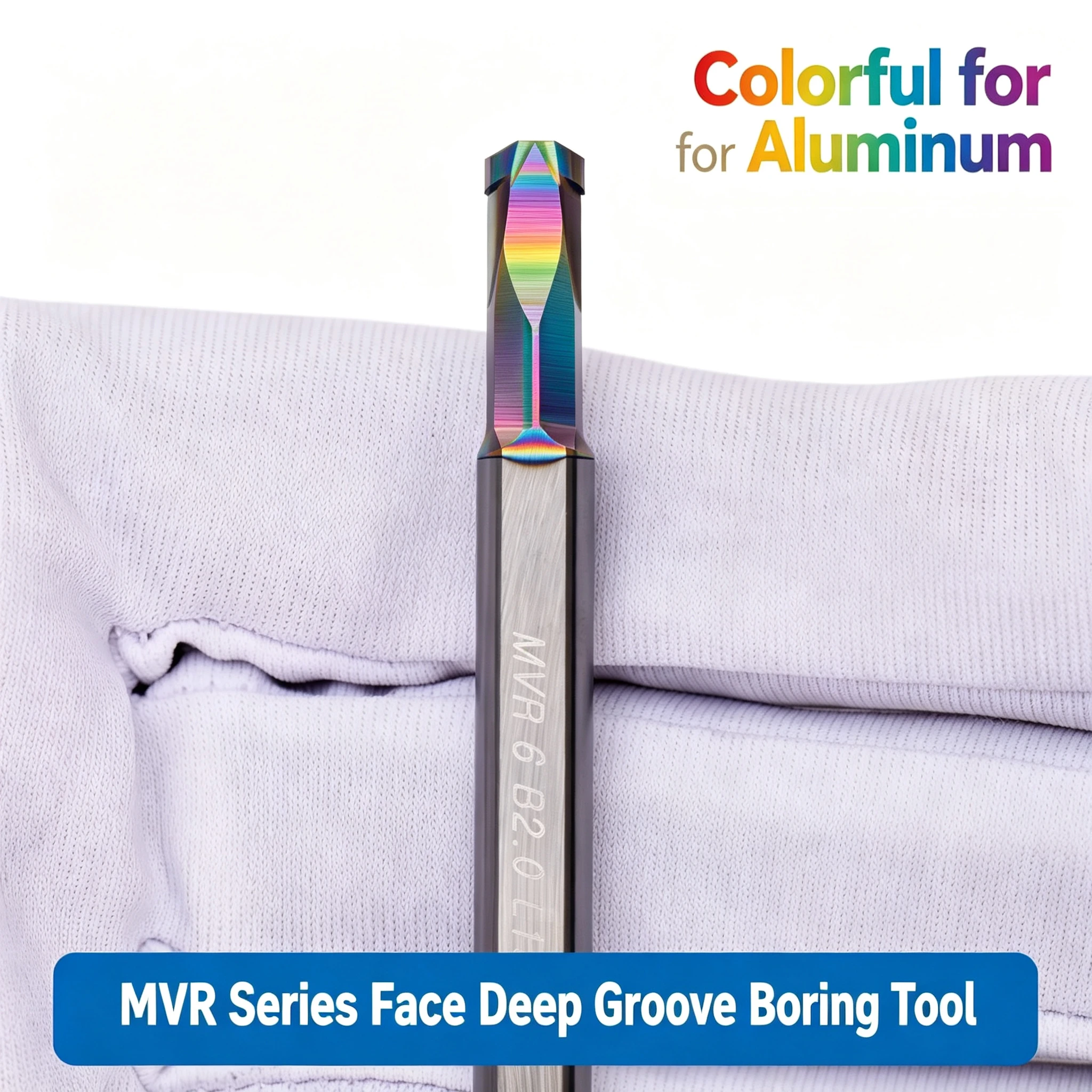 CNC Solid Tungsten Carbide Coated MVR Small Diameter Internal Boring Grooving Insert Tool Rainbow Coated for Aluminum Face Inner Grooving