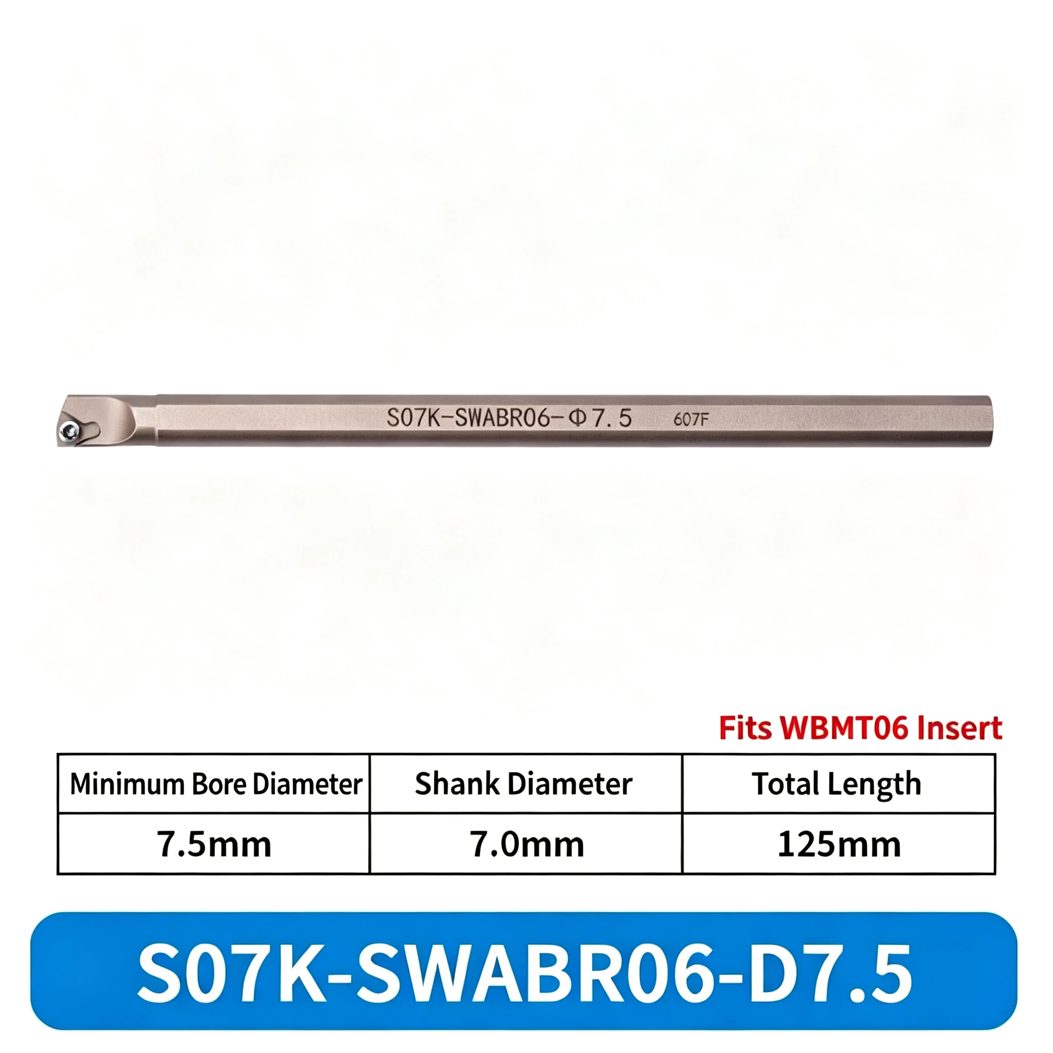 CNC Lathe Inner Hole Flat Bottom Boring Tool Holder SWABR06 S05H S06H S07K S08K, Diameter D5.5 D6.5 D7.5 D8.5 Boring Bar
