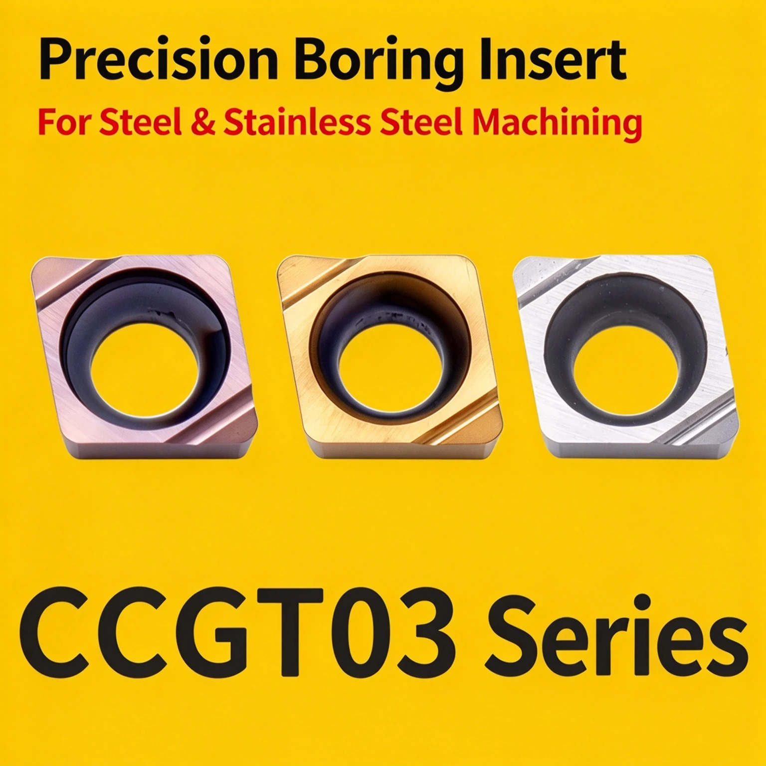 Stainless Steel Fine Boring Insert OEM CCGT030102/030104L-F for TURNING CENTER Titanium Aluminum Nitride Coated Instead