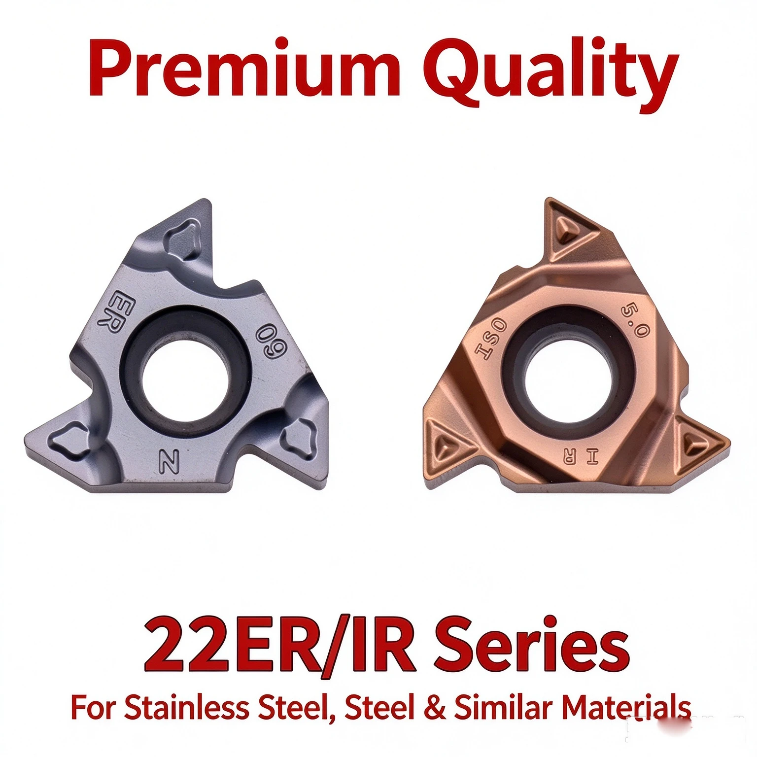 High Performance Stainless Steel Threaded Insert Metric Counterbore Hex Shank Bright Uncoated 22ER IR N55 N60 4.0 5.0 6.0ISO