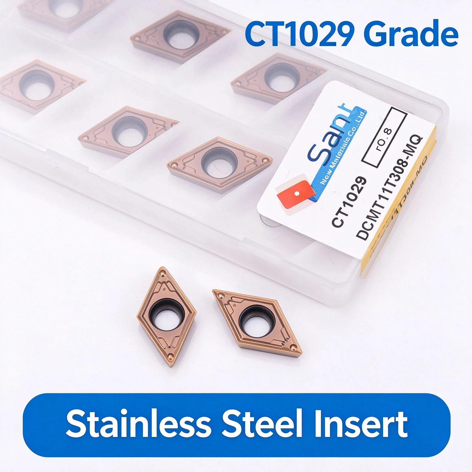 Dalian Shante Stainless Steel Blade DCMT11T304-MQ T308 CT1029 Metric Counterbore Hex Shank Bright 3-Year Warranty