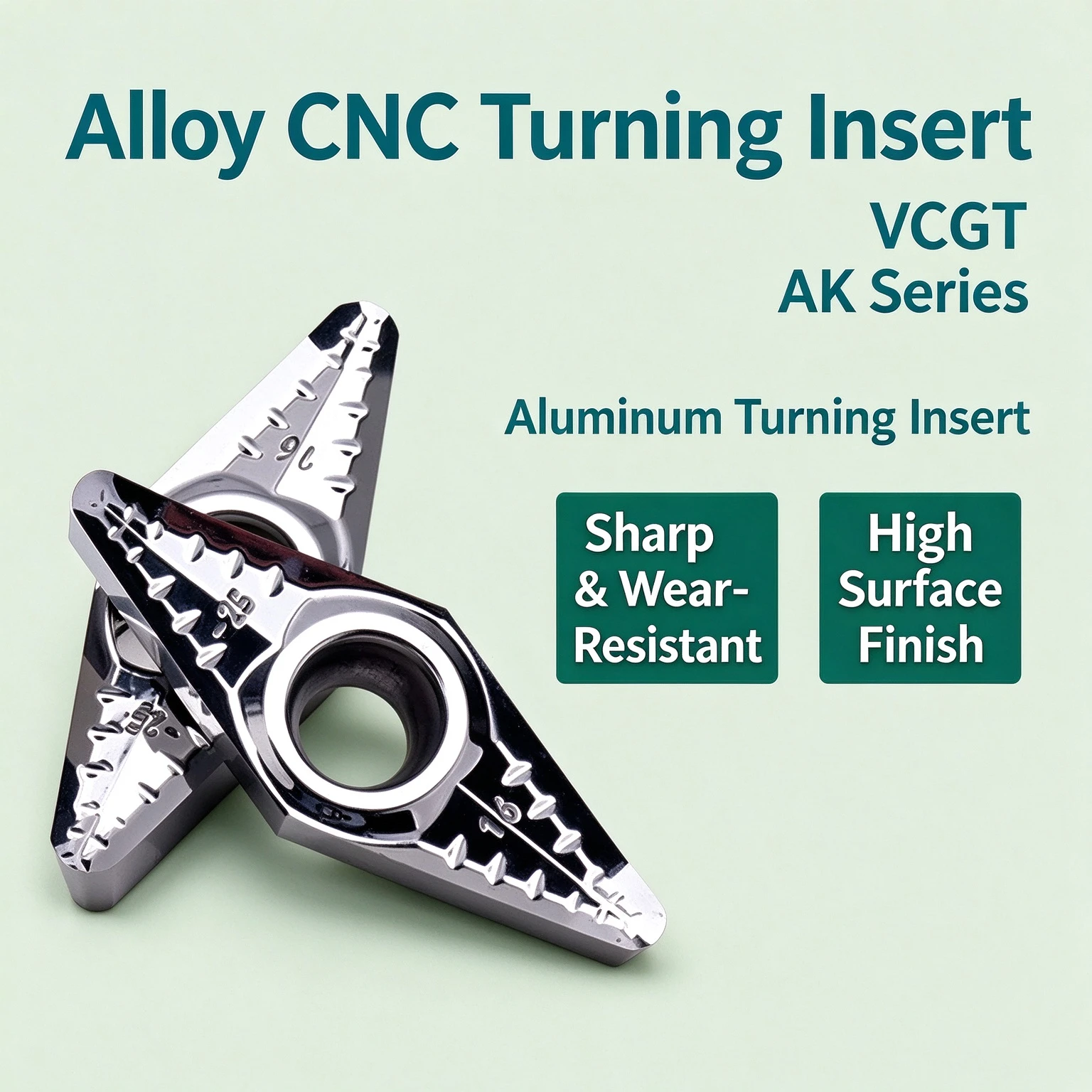 Hub Diamond Blade KEUE CNC OEM VCGT220516/20/30 R-Angle 1.6/2.0/3.0 Processing Copper and Aluminum