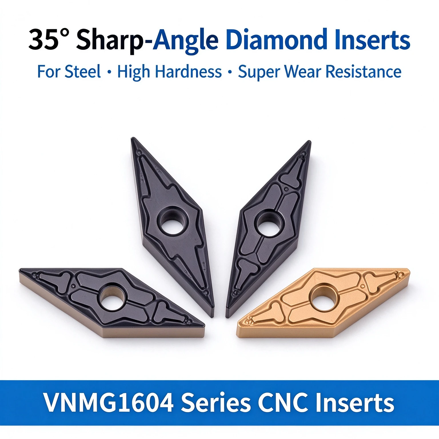 Instead T9125 VNMG160404-TM 160408 KM240B T9115 OEM Machined Steel Parts Titanium Aluminum Nitride Coating 45HRC Hardness for